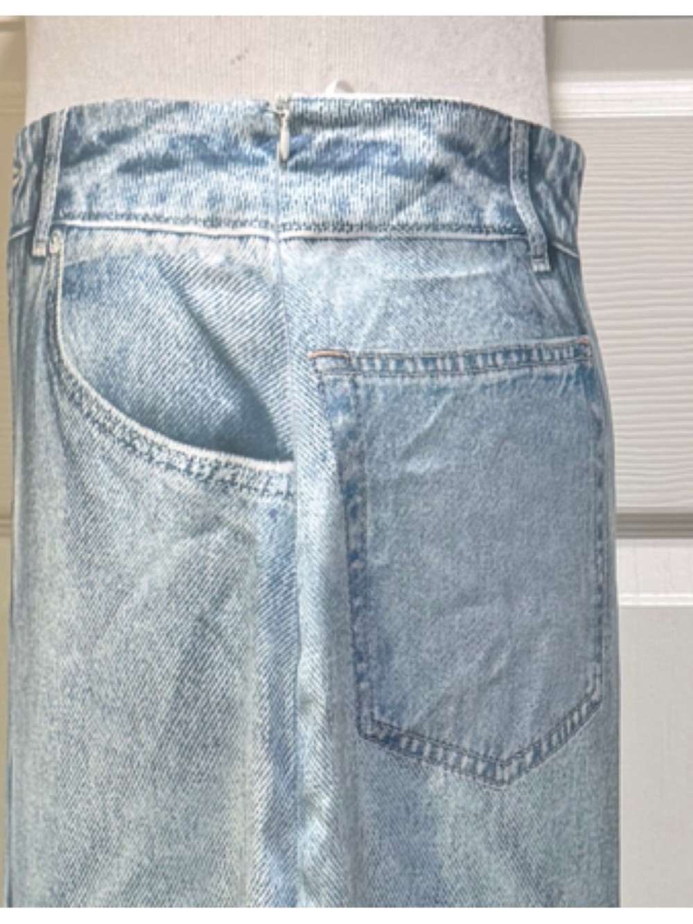 Zara trompe l'oeil denim silk skirt - printed denim - Picture 7 of 9